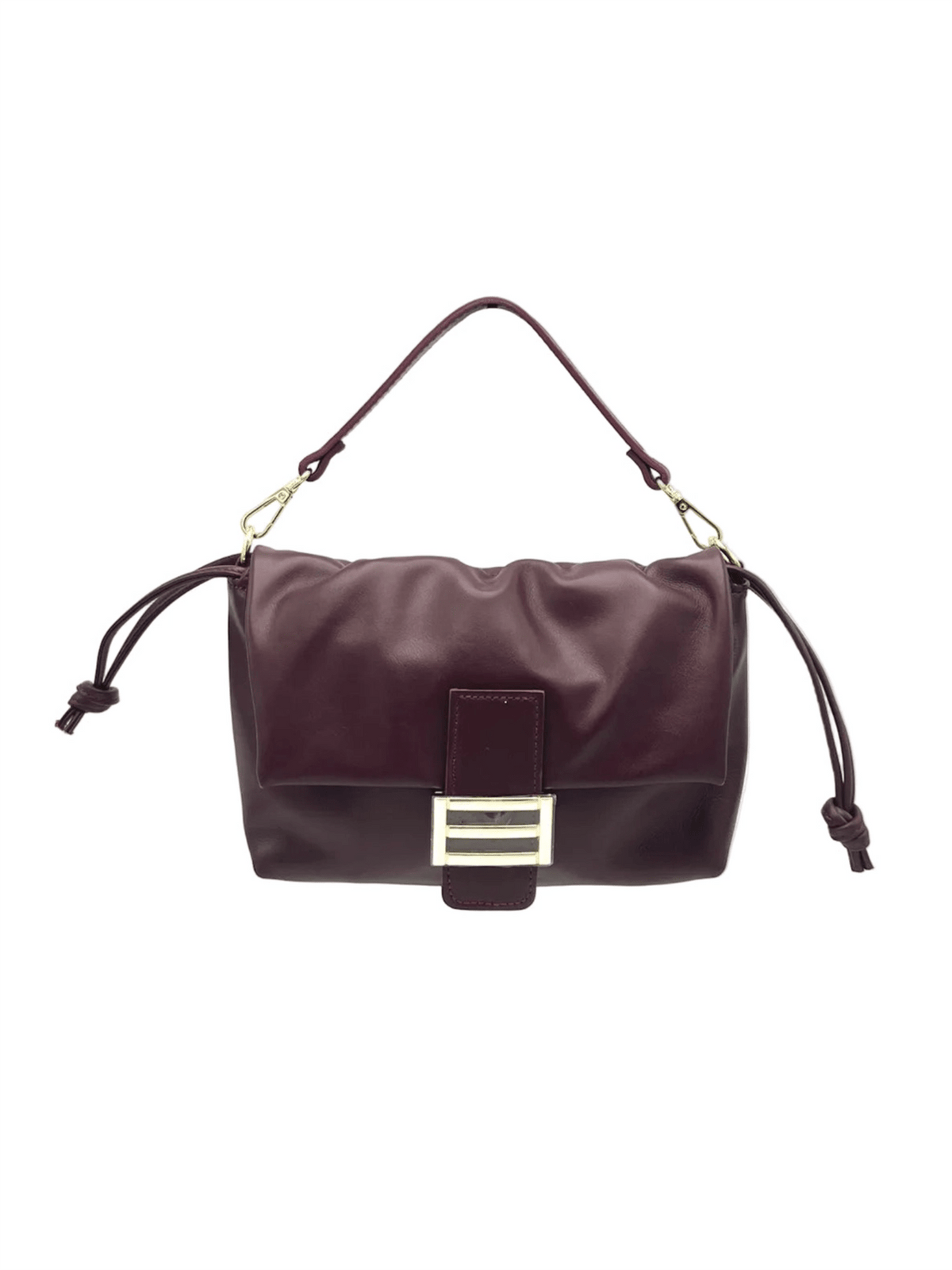 Genuine Leather Slouch Handbag S - Bordeaux - at home