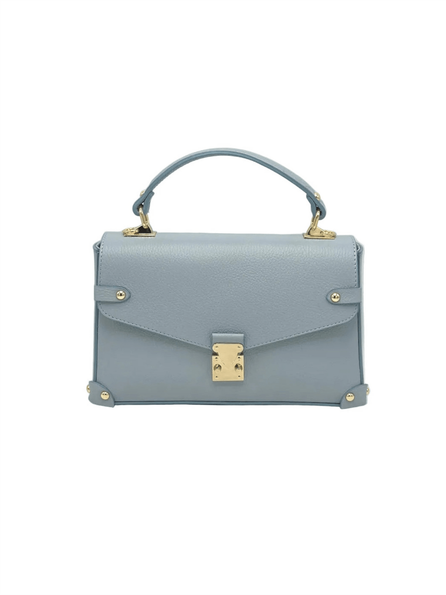 Genuine Leather Trunk Handbag - Light Blue - at home
