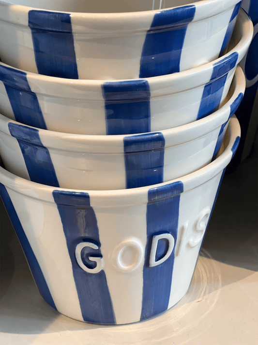 Godis Skål - Blåstripet Med Hvit Tekst - at home