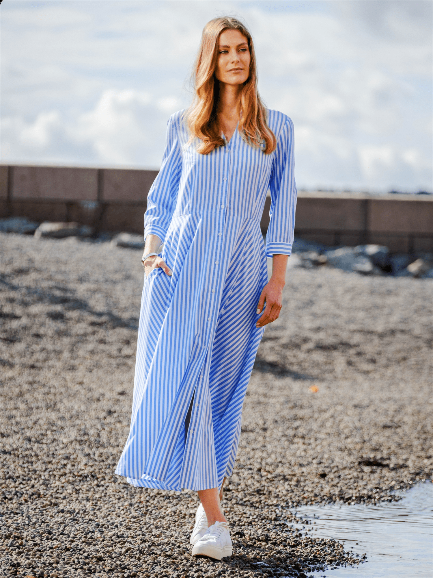 Isabelle Dress - Blue - at home