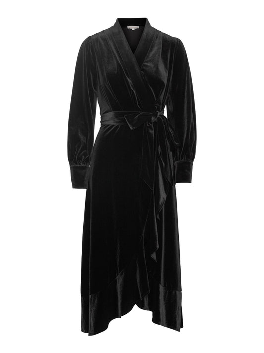 Iza Midi Dress - Black Velvet - at home