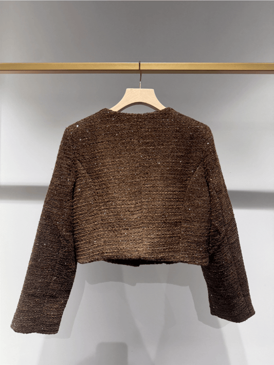 Jenny Tweed Jacket - Choco - at home