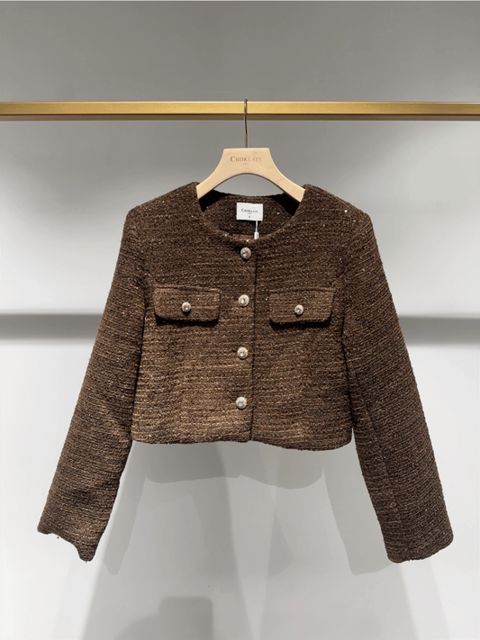 Jenny Tweed Jacket - Choco - at home