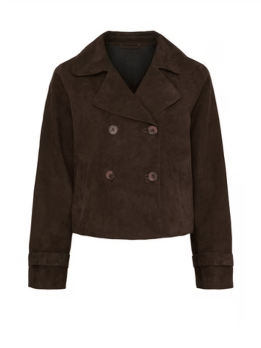 Jolie Suede Jacket - Dark Chocolate Brown - at home