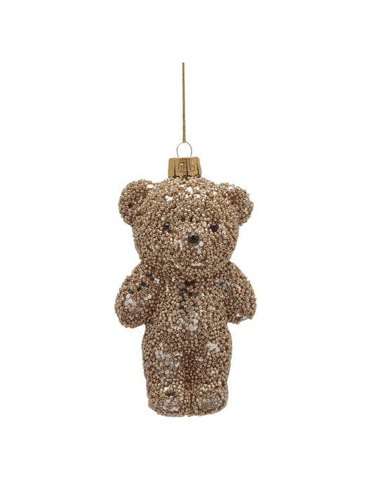 Julekule - Glitter Bjørn 14cm - at home