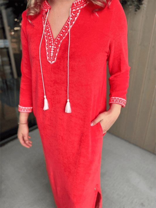 Kaftan Long Dress - Coral - at home