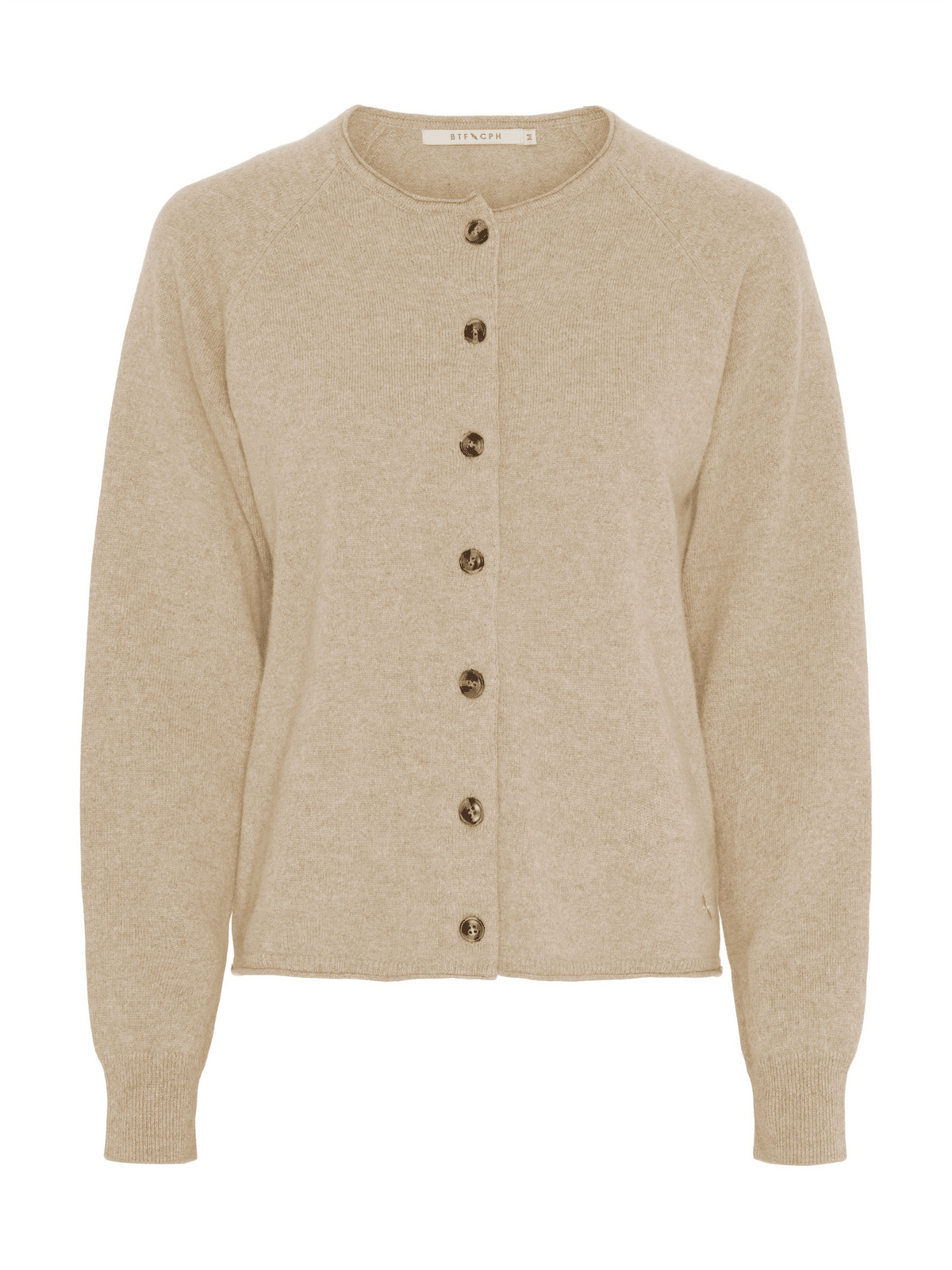 Karla Pure Cashmere Cardigan - Beige Melange - at home