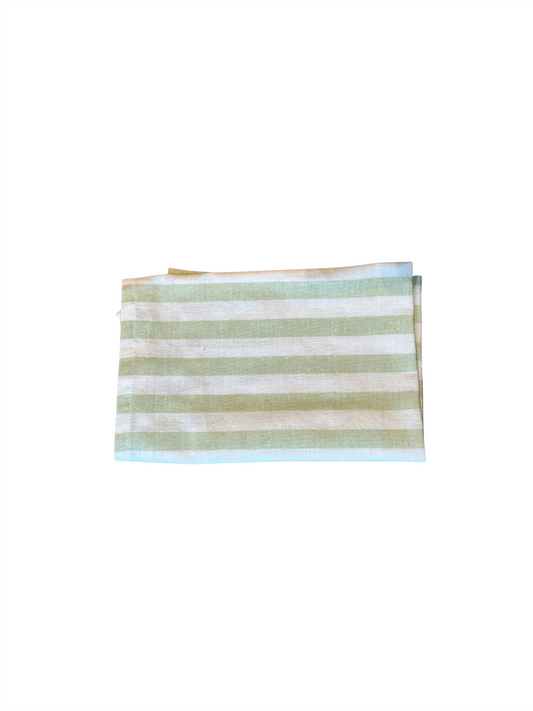 Kjøkkenhåndkle Bred Rand 15mm - Sage/Hvit - at home