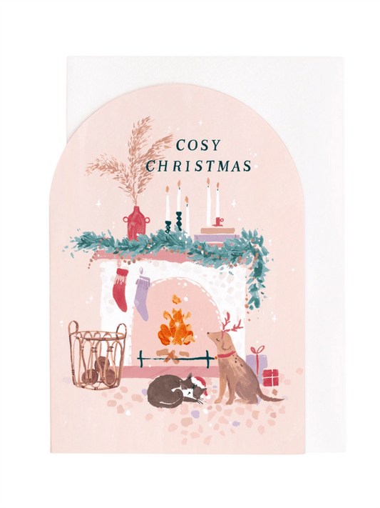 Kort 10.5x15cm - Cosy Fireplace - at home