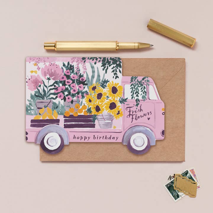 Kort 10.5x15cm - Flower Truck - at home