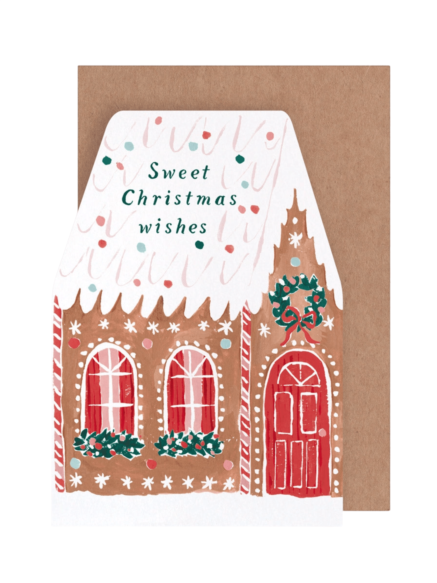 Kort 10.5x15cm - Gingerbread House - at home