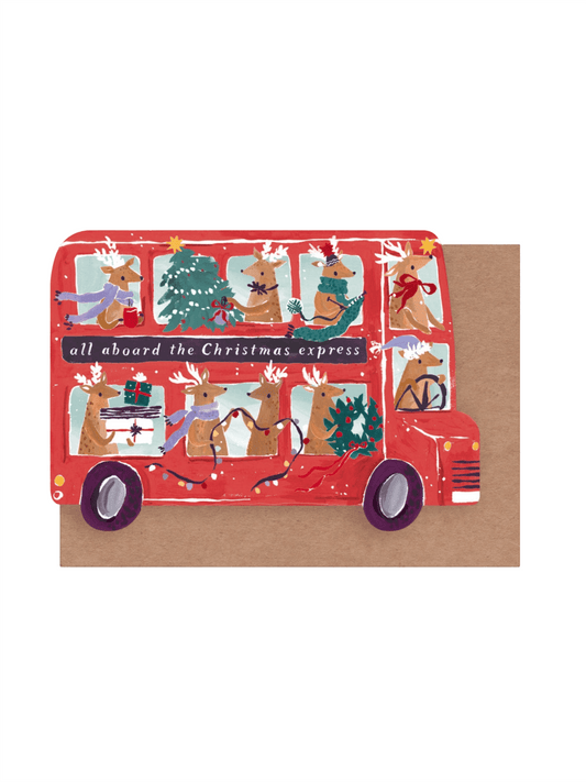 Kort 10.5x15cm - Reindeer Bus - at home