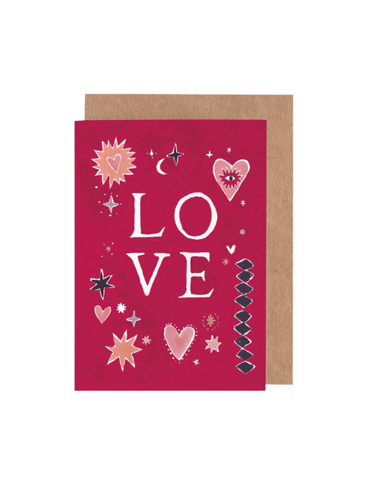 Kort 7,5x10,5cm - Hearts - at home