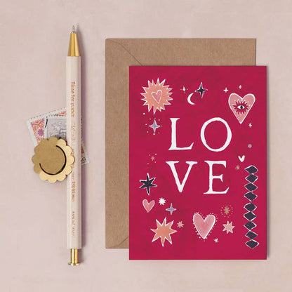 Kort 7,5x10,5cm - Hearts - at home