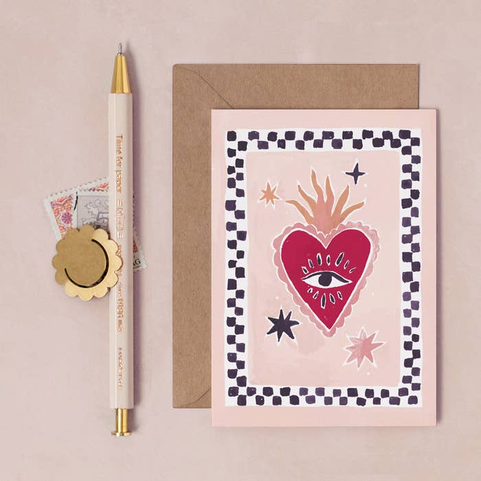 Kort 7,5x10,5cm - Sacred Heart - at home