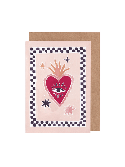 Kort 7,5x10,5cm - Sacred Heart - at home