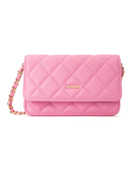 Leather Quilted Mini Bag - Bubblegum Pink - at home