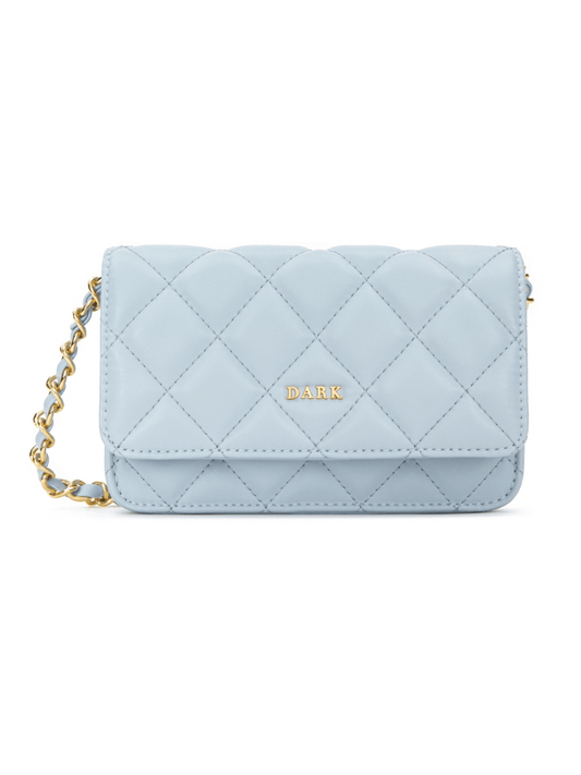 Leather Quilted Mini Bag - Ibiza Blue - at home