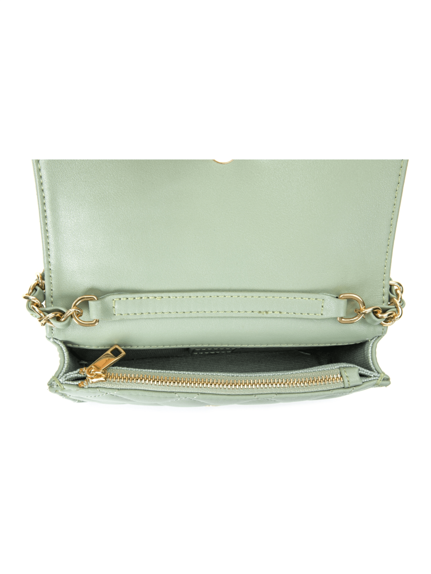 Leather Quilted Mini Bag - Milieu Green - at home