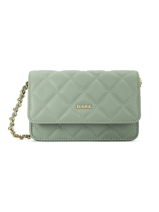 Leather Quilted Mini Bag - Milieu Green - at home
