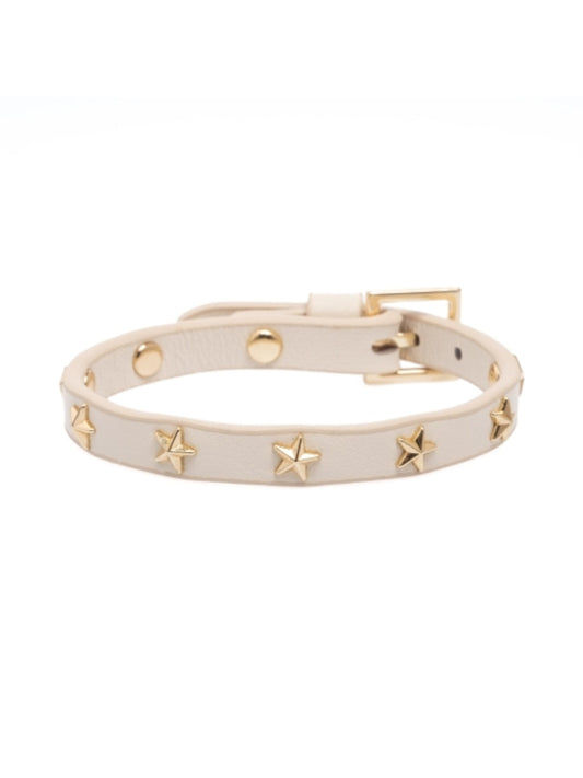 Leather Star Stud Bracelet Mini - Vanilla - at home