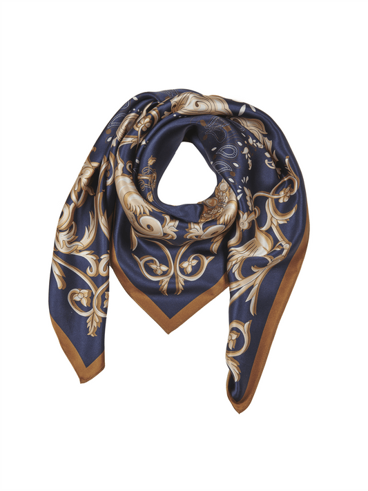 Lola Silk Scarf - Navy - at home