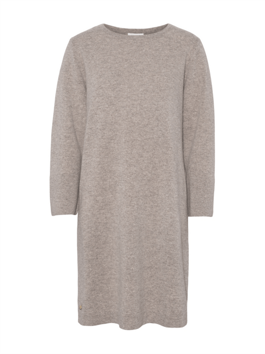 Maddie Round Neck Dress - Beige - at home