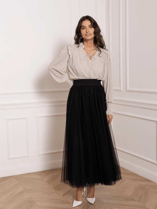 Maria Tulle Maxi Skirt - Black - at home