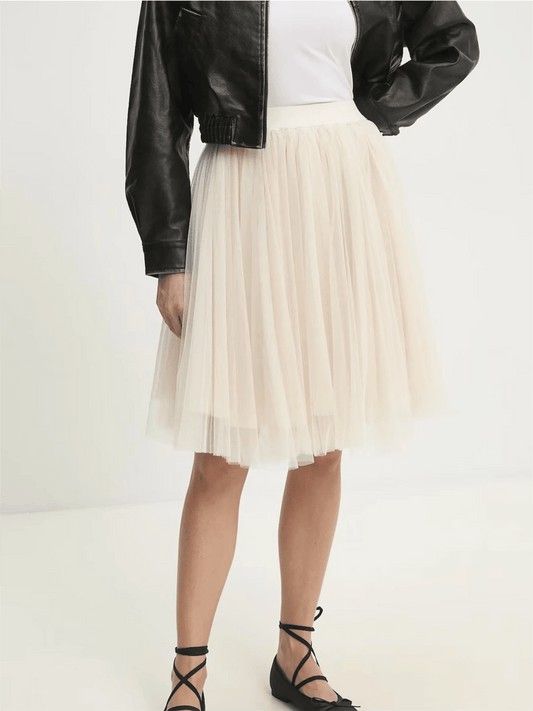 Mid - Length Tulle Tutu Skirt - Ecru - at home
