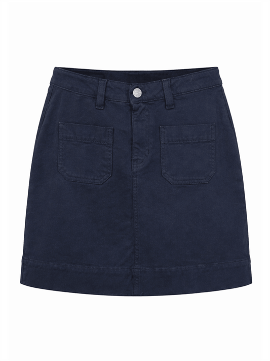 Monica Soft Drill Stretch Skirt - Navy - at home