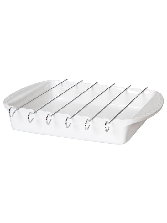 Oven Dish With Skewers 38cm - White - at home