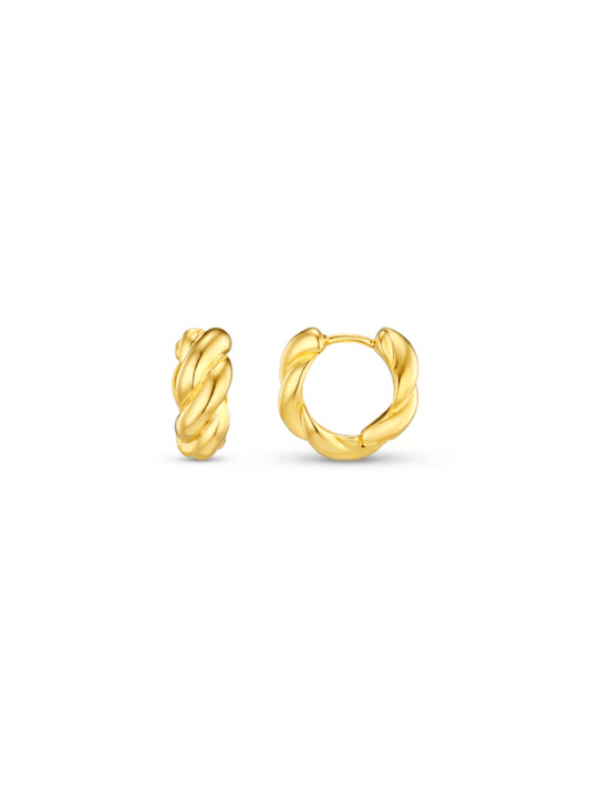 Polished Twist Huggie Hoops - at home