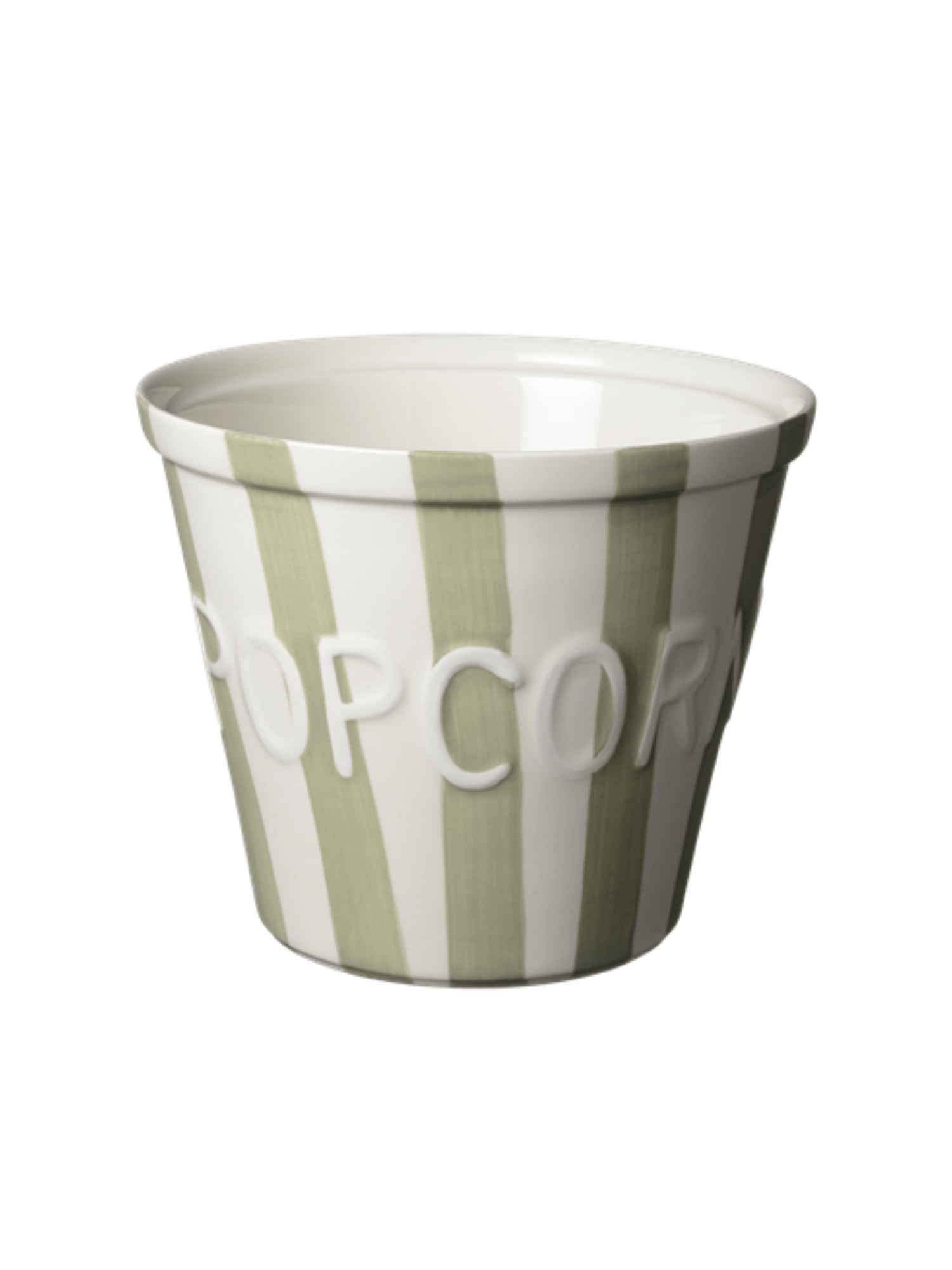 Popcornskål - Sage Stripes Med Hvit Tekst - at home