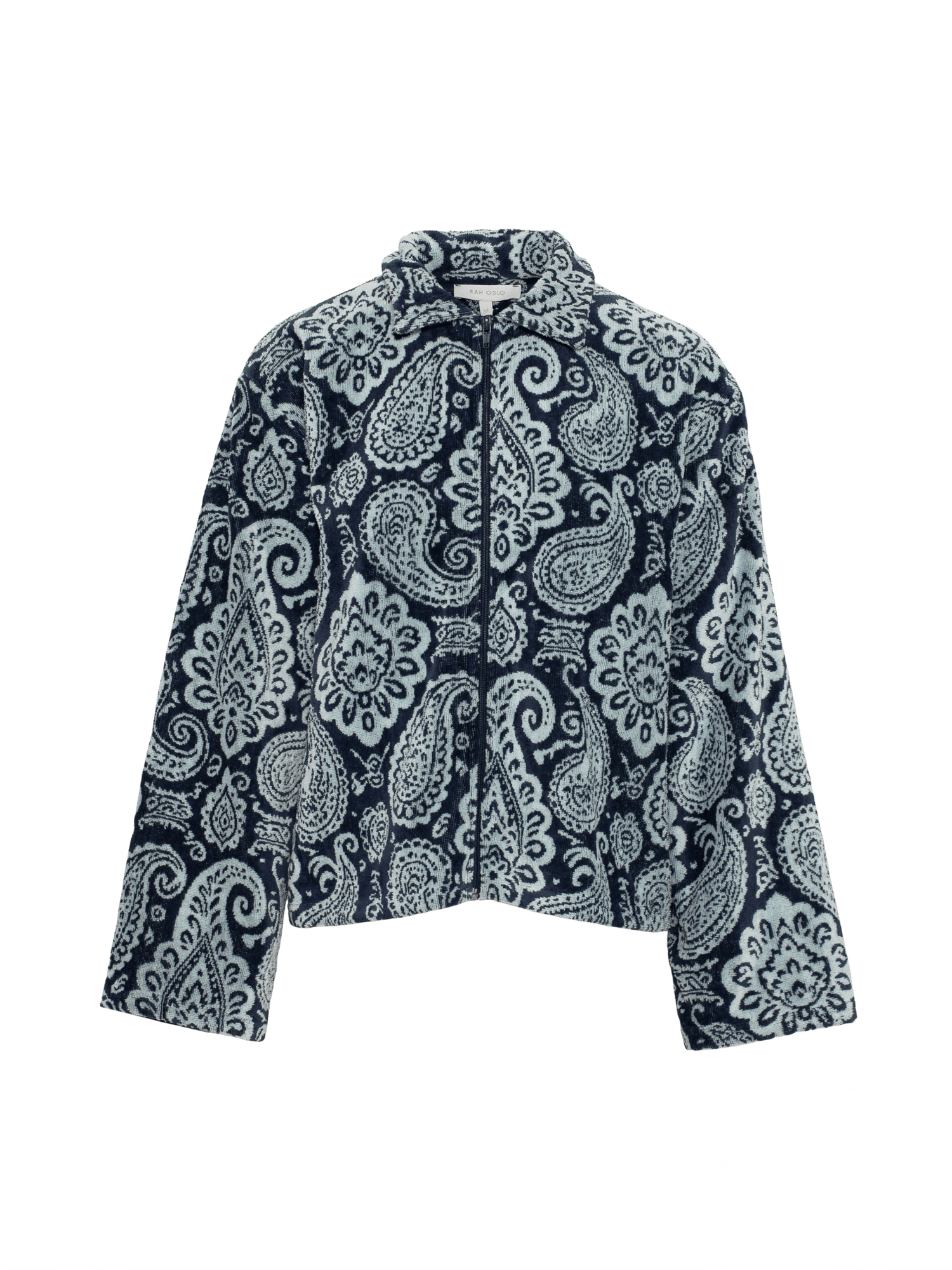 Printed Short Jacket - Navy - at home