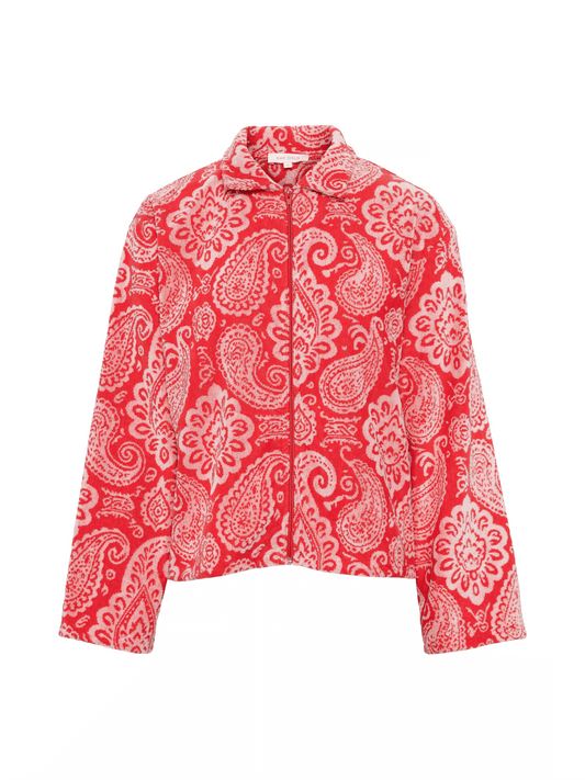 Printed Short Jacket - Red - at home