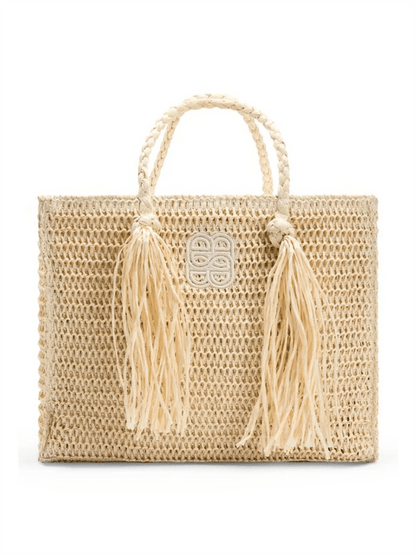 Rikke Straw Bag - Beige - at home