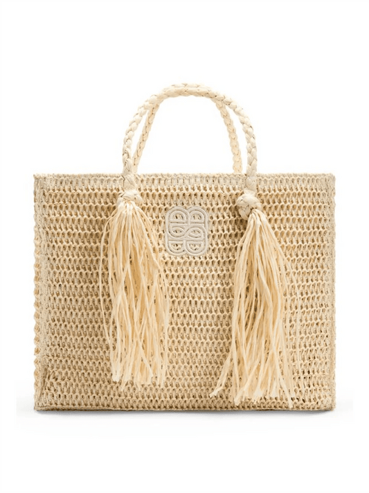 Rikke Straw Bag - Beige - at home