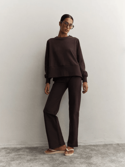 Sadie Sweater - Dark Brown - at home