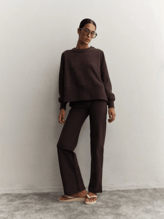 Sadie Sweater - Dark Brown - at home