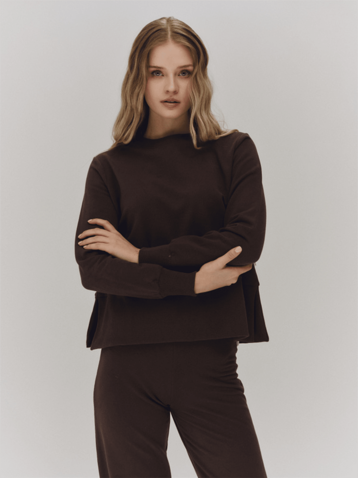 Sadie Sweater - Dark Brown - at home