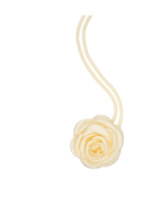 Satin Rose Brooch - Pale Yellow - at home