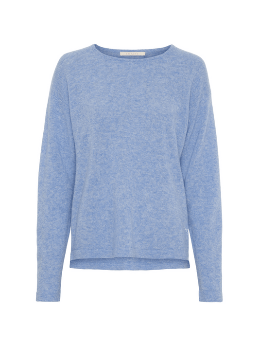 Selina Pure Cashmere Pullover - Blue Melange - at home