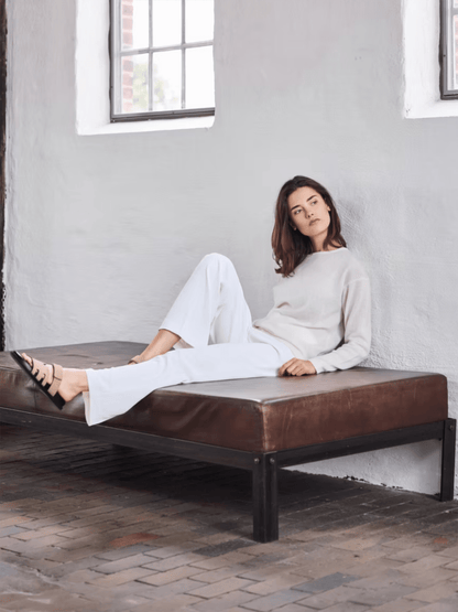 Selina Pure Cashmere Pullover - White - at home