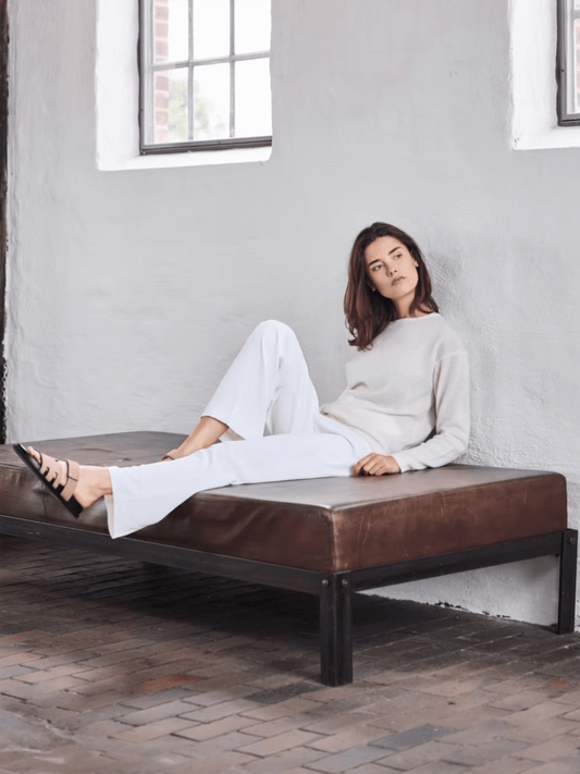 Selina Pure Cashmere Pullover - White - at home