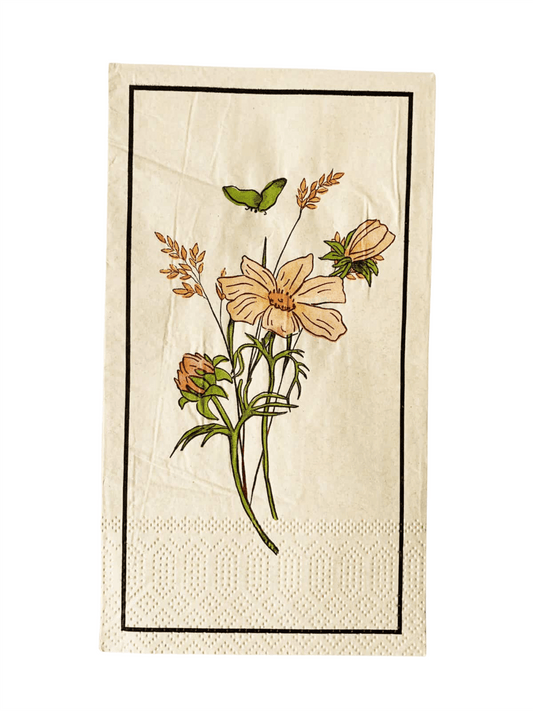 Servietter - Blomster Og Sommerfugl 33x40cm - at home