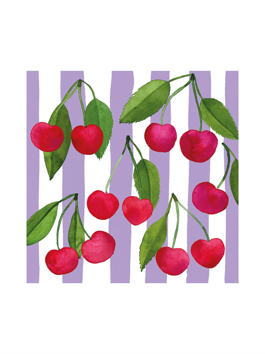 Servietter - Cherry & Stripes 33x33cm - at home