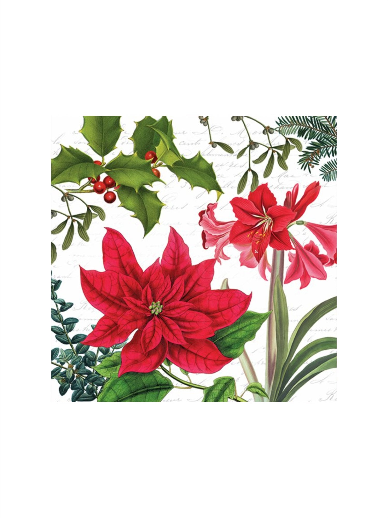 Servietter - Christmas Plants White 33x33cm - at home