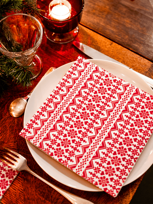 Servietter - Lovika Rød 25x25cm - at home