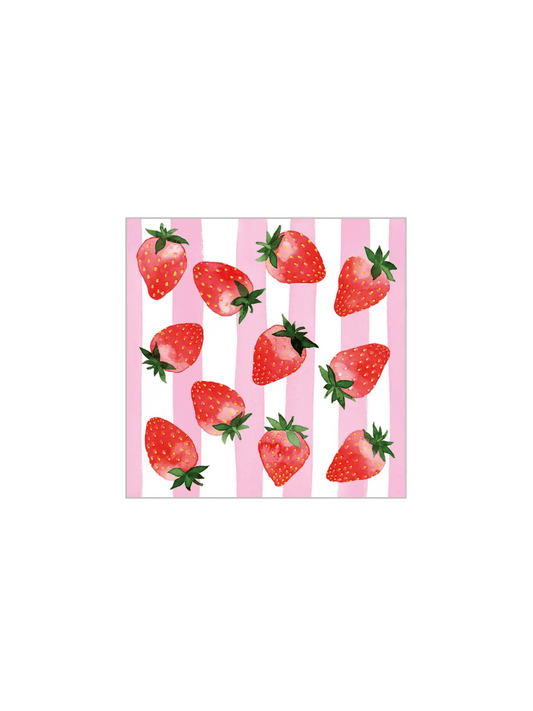 Servietter - Strawberry & Stripes 25x25cm - at home