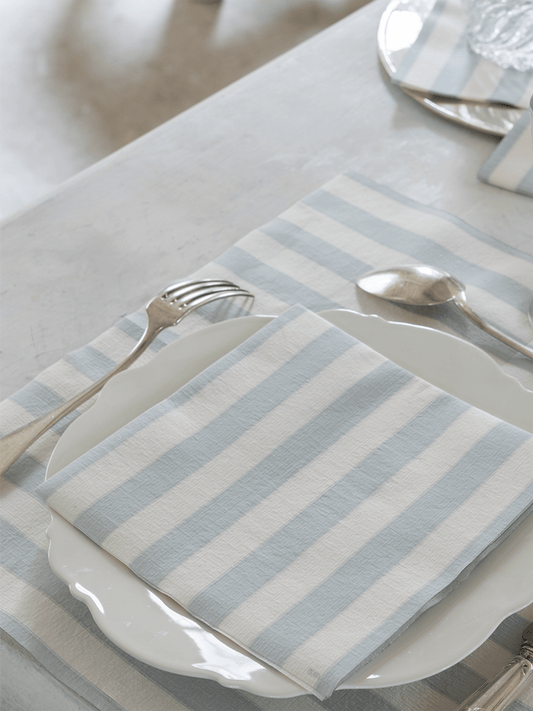 Servietter - Striper Blå/Grå 40x40cm - at home